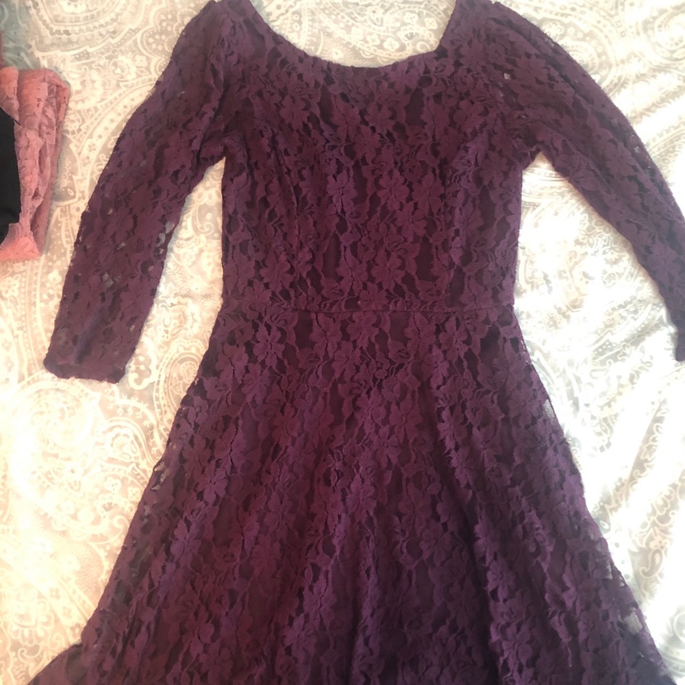 Purple lace long sleeve dress